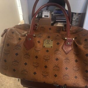 MCM Brown Duffel Bag with Iconic Monogram